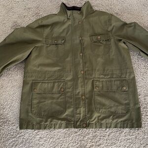 Lands’ End Women’s XL Olive Field Jacket Barn Coat Corduroy Collar